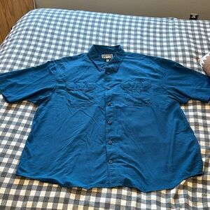 Duluth Trading Co Men's Casual Button Down Shirt in Teal Blue